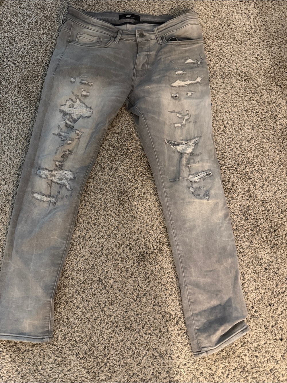 Jordan Craig Men's Skinny Distressed Jeans - Light Gray